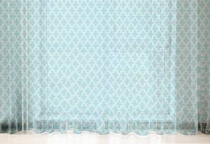 Rideaux Traditionnell - Lot de 2 Polyester - Blanc / Bleu ciel - Hauteur : 210 cm