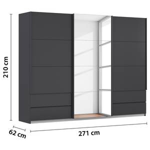 Armoire Elara - Porte miroir Gris métallisé - Largeur : 271 cm