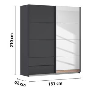 Armoire Elara - Porte miroir Gris métallisé - Largeur : 181 cm