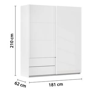 Armoire Elara - Porte en verre Blanc alpin - Largeur : 181 cm