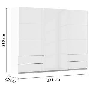 Schwebetürenschrank Elara - Glastür Alpinweiß - Breite: 271 cm