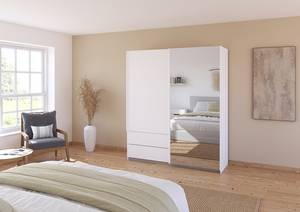 Armoire Elara - Porte miroir Blanc alpin - Largeur : 181 cm