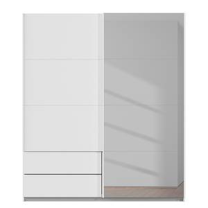 Armoire Elara - Miroir coloré Blanc alpin - Largeur : 181 cm