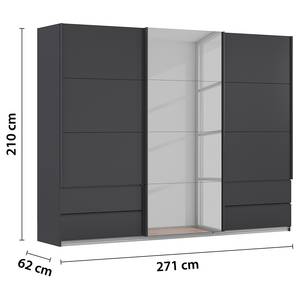 Schwebetürenschrank Elara - Farbspiegel Graumetallic - Breite: 271 cm