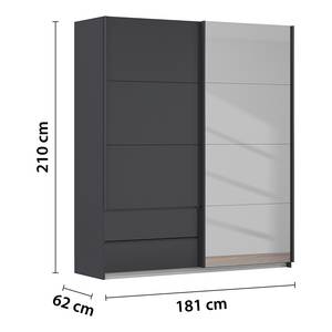 Armoire Elara - Miroir coloré Gris métallisé - Largeur : 181 cm