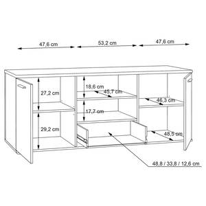 Tv-meubel Coruia Artisan eikenhouten look/zwart