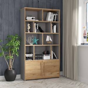 Open kast Norovo - breedte 105 cm grijs/Catania eikenhouten look