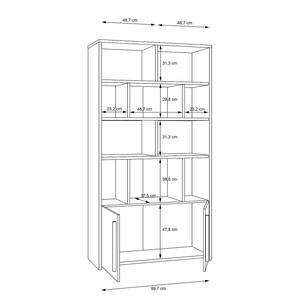 Open kast Norovo - breedte 105 cm grijs/Catania eikenhouten look