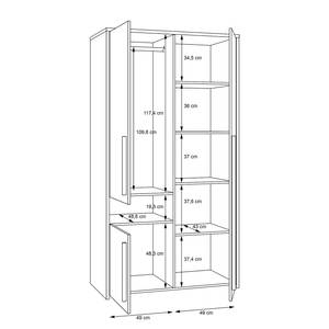 Drehtürenschrank Norovo Grau / Eiche Catania Dekor