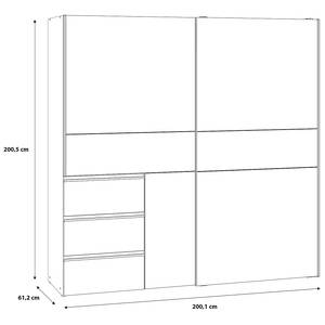 Armoire à portes coulissantes Tover Imitation chêne foncé - Largeur : 200 cm