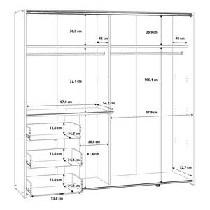 Armoire à portes coulissantes Tover Imitation chêne foncé - Largeur : 200 cm