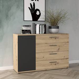 Dressoir Coruia Artisan eikenhouten look/zwart