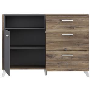 Dressoir Bamian donker eikenhouten look/grijs