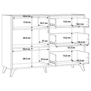 Sideboard Bamian Eiche Dunkel Dekor / Grau