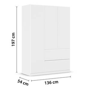 Armoire à portes battantes Costa Blanc alpin - Largeur : 136 cm