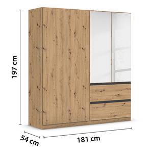 Drehtürenschrank Costa mit Spiegeltür Eiche Artisan Dekor - Breite: 181 cm