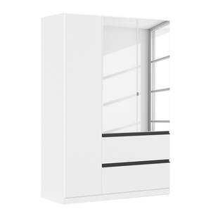 Drehtürenschrank Costa mit Spiegeltür Alpinweiß / Graumetallic - Breite: 136 cm