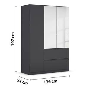 Drehtürenschrank Costa mit Spiegeltür Graumetallic - Breite: 136 cm