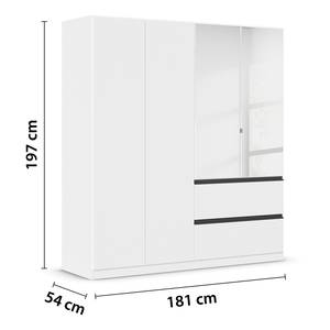 Armoire Costa avec porte miroir Blanc alpin / Gris métallisé - Largeur : 181 cm