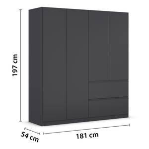 Armoire à portes battantes Costa Gris métallisé - Largeur : 181 cm