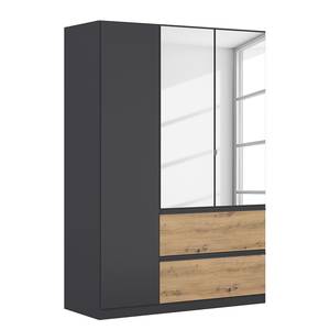 Drehtürenschrank Costa mit Spiegeltür Graphit / Eiche Artisan Dekor - Breite: 136 cm