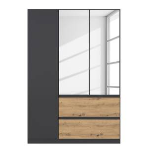 Armoire Costa avec porte miroir Graphite / Imitation chêne Artisan - Largeur : 136 cm