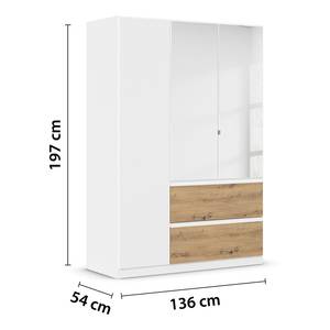 Armoire Costa avec porte miroir Blanc alpin / Imitation chêne Artisan - Largeur : 136 cm