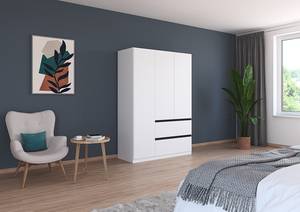 Armoire à portes battantes Costa Blanc alpin / Gris métallisé - Largeur : 136 cm