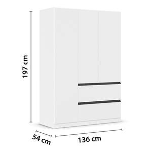 Armoire à portes battantes Costa Blanc alpin / Gris métallisé - Largeur : 136 cm