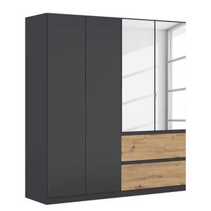 Drehtürenschrank Costa mit Spiegeltür Graphit / Eiche Artisan Dekor - Breite: 181 cm