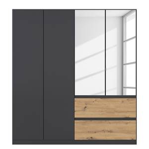 Armoire Costa avec porte miroir Graphite / Imitation chêne Artisan - Largeur : 181 cm