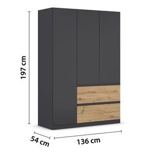 Drehtürenschrank Costa Graphit / Eiche Artisan Dekor - Breite: 136 cm