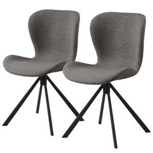 Chaises pivotantes LIVARAS - Lot de 2 Tissu Bouclé Moena: Anthracite