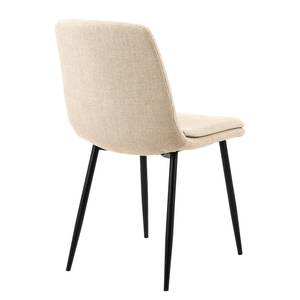 Chaises capitonnées Morwad - Lot de 4 Tissu structuré / Acier - Beige / Noir