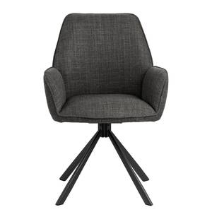 Chaises à accoudoirs Colmes - Lot de 2 Tissu structuré Badia: Anthracite