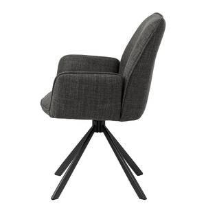 Chaises à accoudoirs Colmes - Lot de 2 Tissu structuré Badia: Anthracite