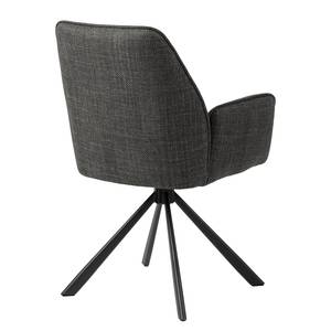 Chaises à accoudoirs Colmes - Lot de 2 Tissu structuré Badia: Anthracite