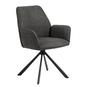 Chaises à accoudoirs Colmes - Lot de 2 Tissu structuré Badia: Anthracite