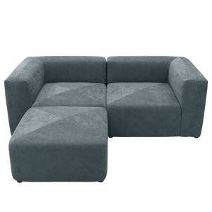 Ecksofa Finbo 2-Sitzer mit Longchair Ausrichtung universal - Webstoff Floricia: Blaugrau