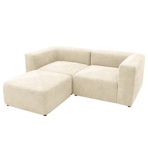 Hoekbank Finbo 2-zits met chaise longue oriëntatie universeel - Geweven stof Floricia: Beige