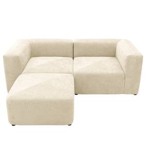 Ecksofa Finbo 2-Sitzer mit Longchair Ausrichtung universal - Webstoff Floricia: Beige