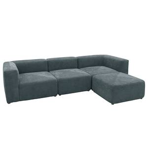 Ecksofa Finbo 3-Sitzer mit Longchair Ausrichtung universal - Webstoff Floricia: Blaugrau