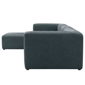 Ecksofa Finbo 3-Sitzer mit Longchair Ausrichtung universal - Webstoff Floricia: Blaugrau