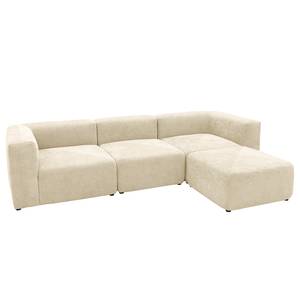 Ecksofa Finbo 3-Sitzer mit Longchair Ausrichtung universal - Webstoff Floricia: Beige