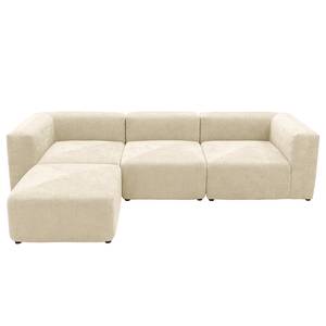 Ecksofa Finbo 3-Sitzer mit Longchair Ausrichtung universal - Webstoff Floricia: Beige