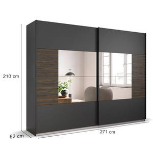 Armoire Barea - Portes miroirs Gris métallisé - Largeur : 271 cm