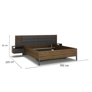 Bed met nachtkastjes Barea Metallic grijs - 160 x 200cm