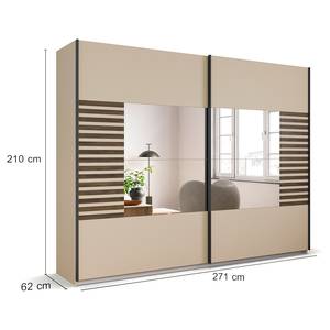 Armoire Barea - Portes miroirs Champagne - Largeur : 271 cm