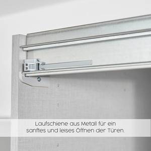 Zweefdeurkast Barea - spiegeldeur Metallic grijs - Breedte: 226 cm