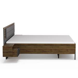 Bed met nachtkastjes Barea Metallic grijs - 180 x 200cm